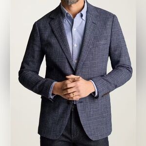 Bonobos Italian Unconstructed Blazer Slim Fit Linen Navy Basketweave 42R